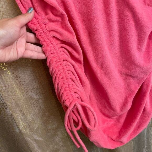 PINK Victorias Secret Hot Pink Terry Ruched Side Tie Dress, XL - Picture 3 of 9